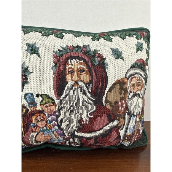 Vintage Needlepoint Tapestry Santa Saint Nicholas Decorative Pillow - Picture 3 of 6